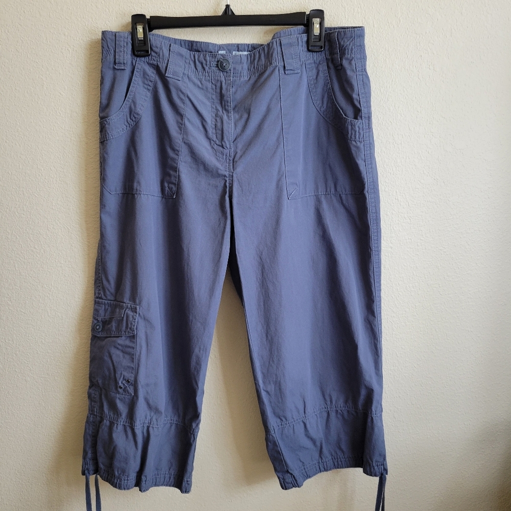 Izod Blue Ladies Cropped Cargo Pants With Drawstring Waist & Legs Size L/XL?